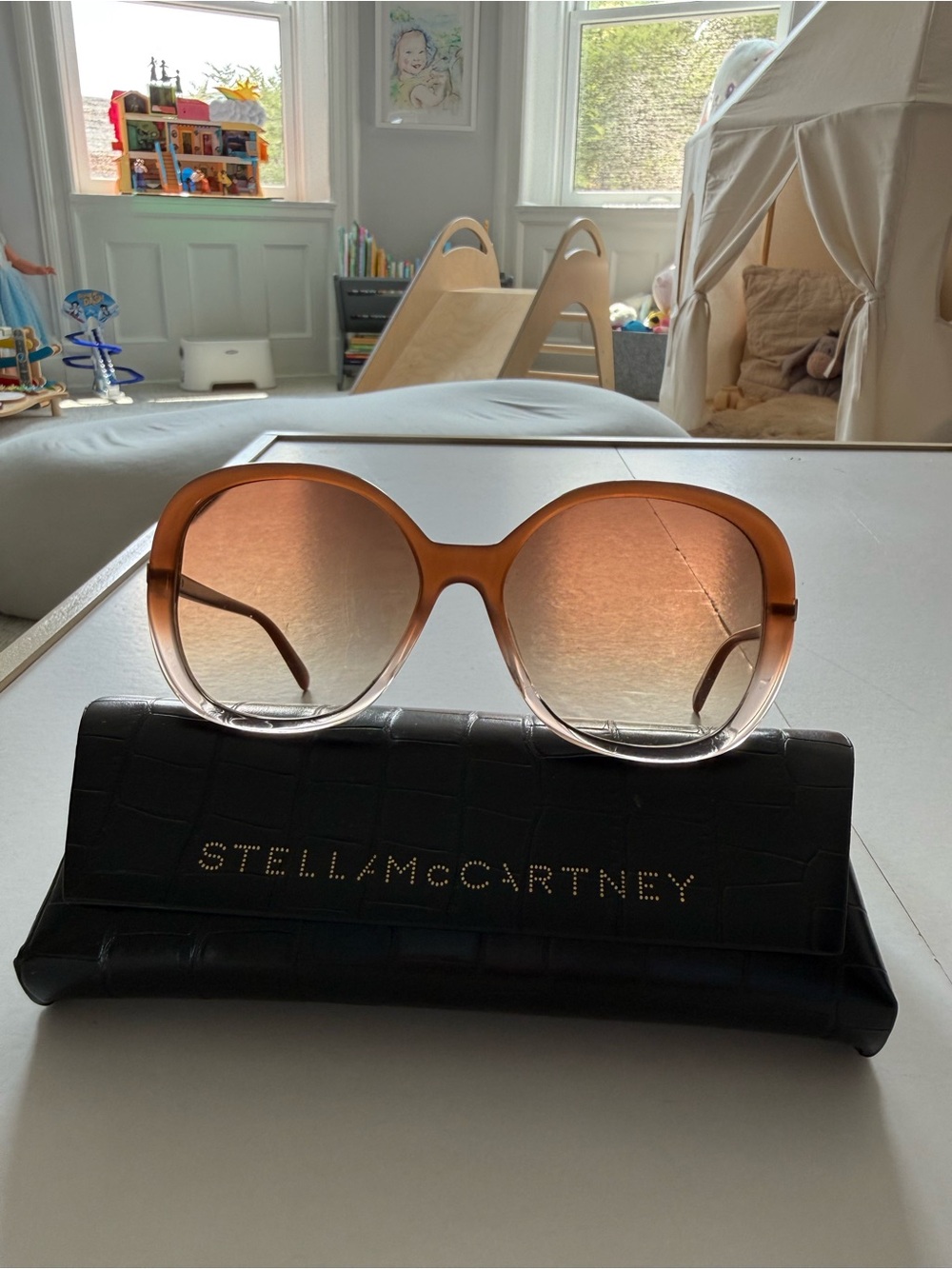 Stella McCartney Gradient Brown to Clear Oversized Round Sunglasses